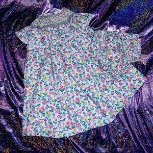 ANAVINI Pink Green Yellow Hand Smocked Floral Dress